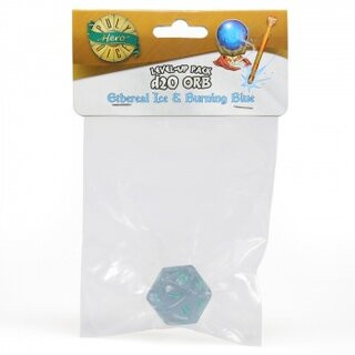 PolyHero 1d20 Orb - Ethereal Ice with Burning Blue