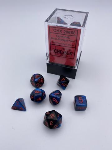 Gemini® Mini-Polyhedral Black-Starlight?/red 7-Dice Set Gemini® Mini-Polyhedral Black-Starlight?/red 7-Dice Set