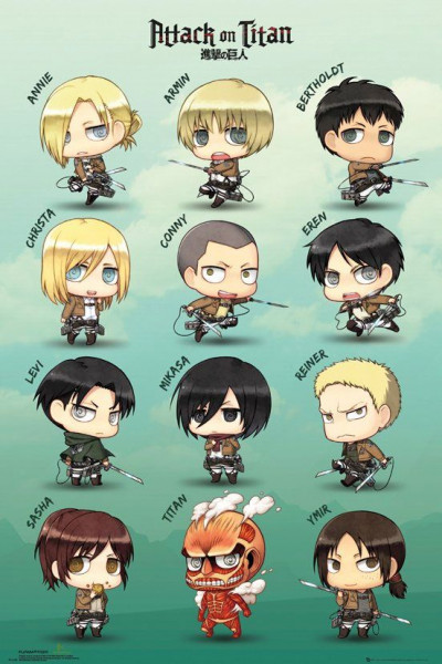 Attack on Titan Poster Set Chibi Characters 61 x 91 cm 