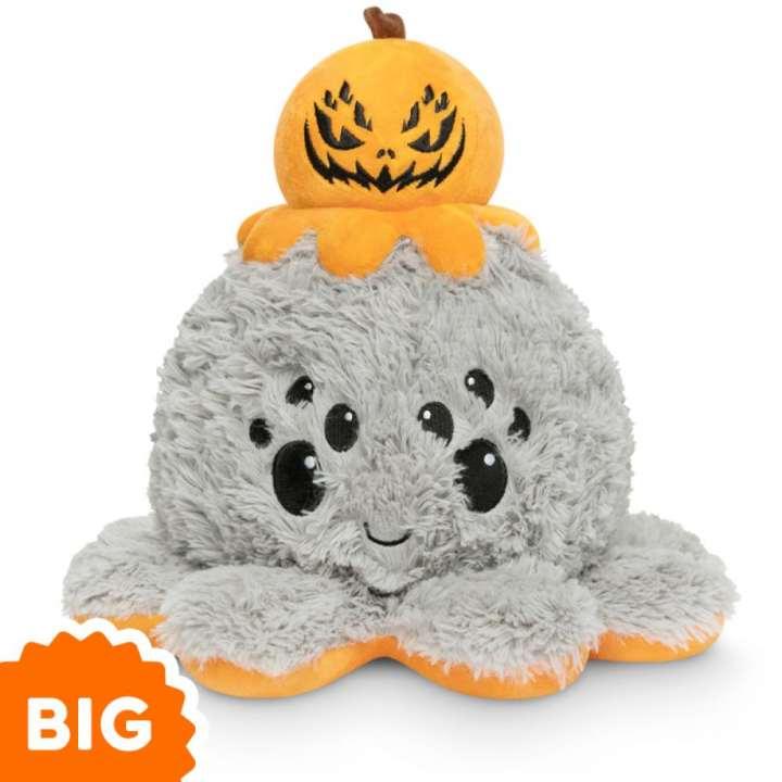 Big Reversible Spider Plushie [Happy + Jack-o-Lantern] [Gray + Orange]