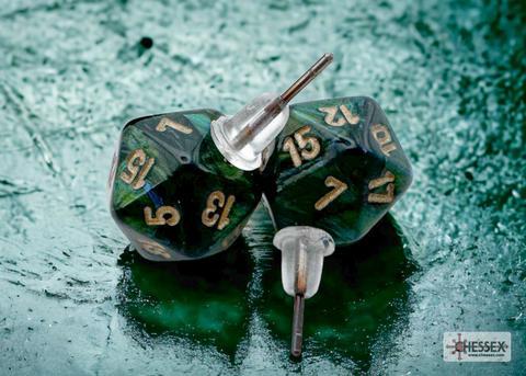 Stud Earrings/Ohrstecker Scarab Jade Mini-Poly d20 Pair