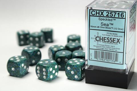 Speckled 16mm D6 Dice Blocks (12) Sea