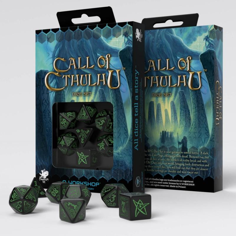 Call of Cthulhu Black & green Dice Set (7) Call of Cthulhu Black & green Dice Set (7)