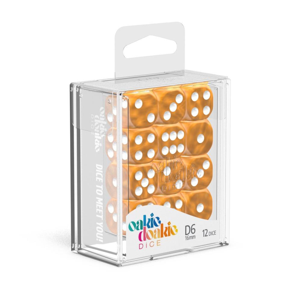 Oakie Doakie Dice W6 Würfel 16 mm Marble - Orange (12) Oakie Doakie Dice W6 Würfel 16 mm Marble - Orange (12)