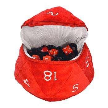 UP - Red and White D20 Plush Dice Bag for Dungeons & Dragons UP - Red and White D20 Plush Dice Bag for Dungeons & Dragons