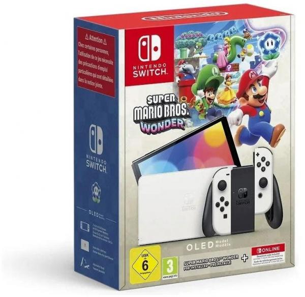 Nintendo Switch OLED Konsole - weiß (Super Mario Wonder Bundle) (NEU)