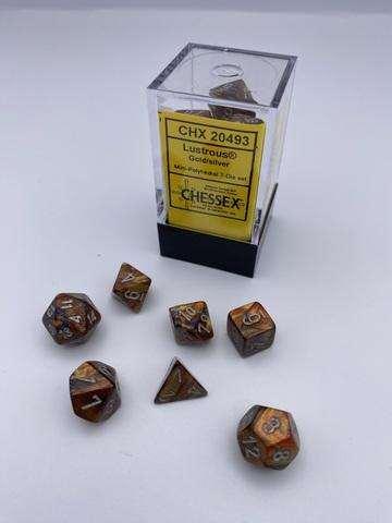 Lustrous® Mini-Polyhedral Gold/silver 7-Dice Set