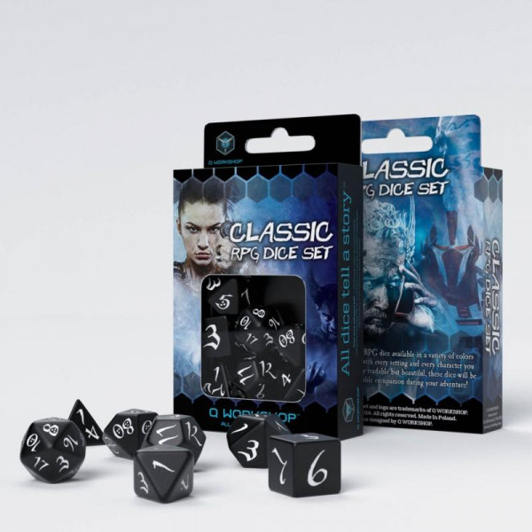 Classic RPG Black & white Dice Set (7)