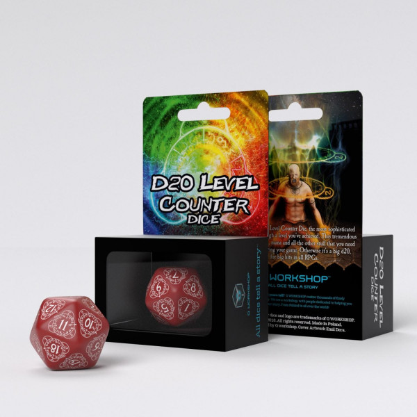 D20 Level Counter Red & white Die (1)