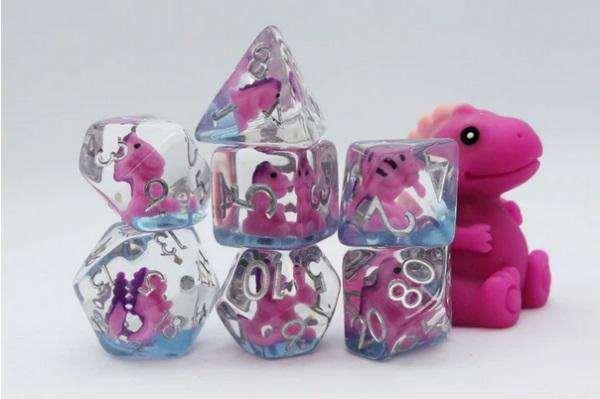 Pink T-Rex RPG Dice Set (7)