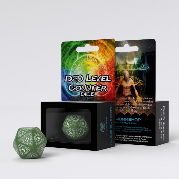 D20 Level Counter Green & white Die (1)