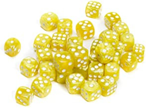 Blackfire Dice Cube - 12mm D6 36 Dice Set - Marbled Yellow Blackfire Dice Cube - 12mm D6 36 Dice Set - Marbled Yellow