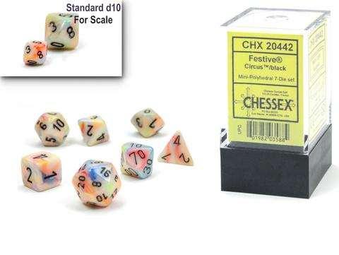 Festive® Mini-Polyhedral Circus/black 7-Die set