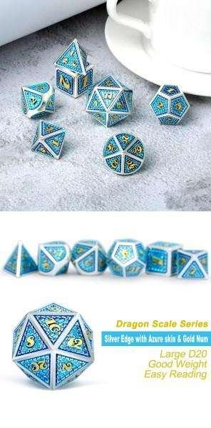 Metal & Enamel Dice Set (7) Poseidon