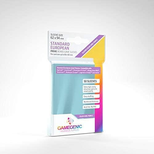 Gamegenic - PRIME Standard European-Sized Sleeves 62 x 94 mm - Clear (50 Sleeves)