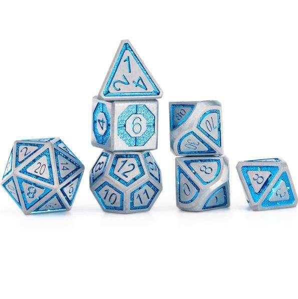 Gunmetal with Blue Chrome Inlay Leyline Solid Metal Dice