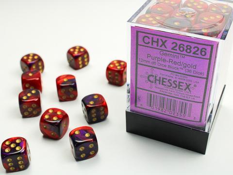 Gemini 12mm d6 Purple-Red/gold Dice Block (36 dice)