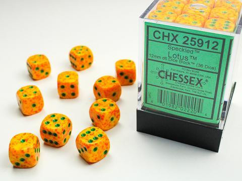 Speckled 12mm D6 Dice Blocks (36) Lotus