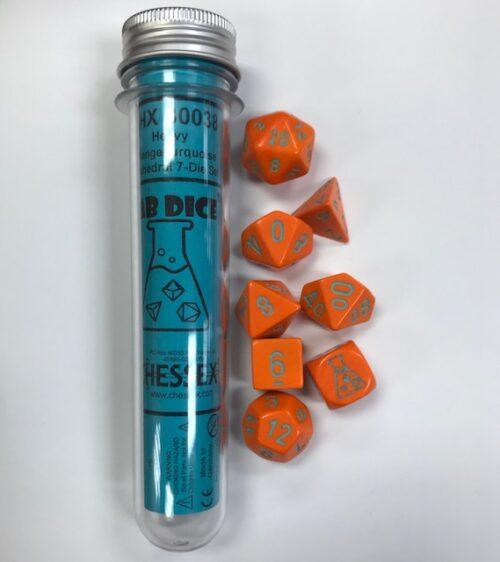 Heavy Dice Polyhedral Orange/Turquoise 7-Die Sets