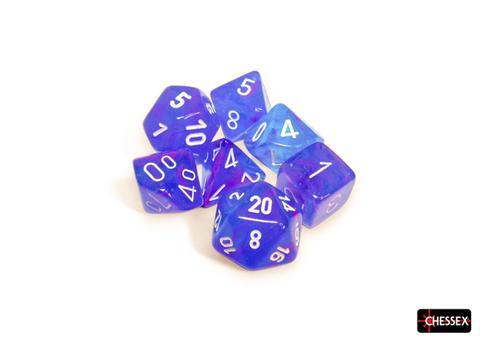 Nebula Polyhedral Aura/white Luminary 7-Die Set