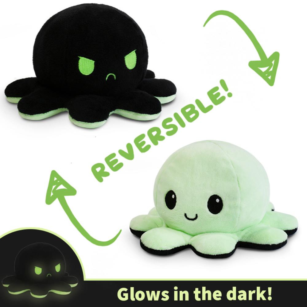 Reversible Octopus Plushie [Happy + Angry] [Green (Glow) + Black]