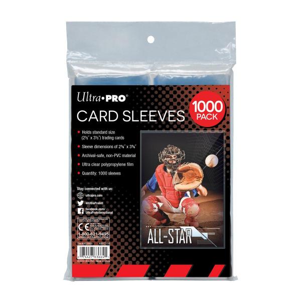 Ultra Pro Clear Card Sleeves for Standard Size Trading Cards - 2.5" x 3.5" (1000 count retail pack)