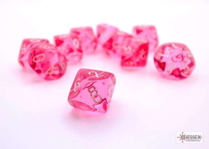 Chessex Translucent Ten d10 Set - Pink/white