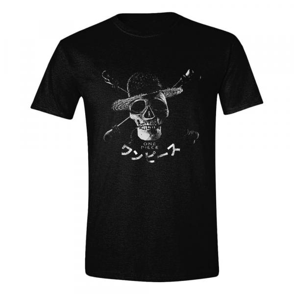 One Piece Live Action T-Shirt Greyscale Skull Größe XL