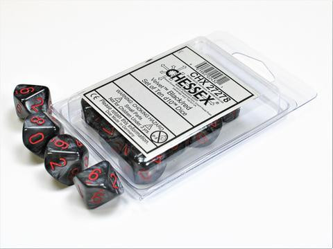 Velvet Black/red Set of Ten d10s