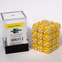 Blackfire Dice Cube - 12mm D6 36 Dice Set - Opaque Yellow