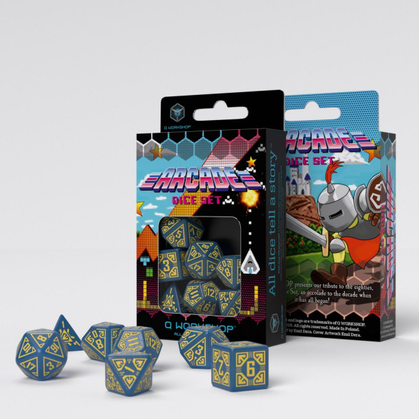 Arcade Blue & yellow Dice Set (7)