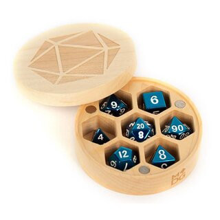 Premium Wood Round Chest Dice Case: Maple