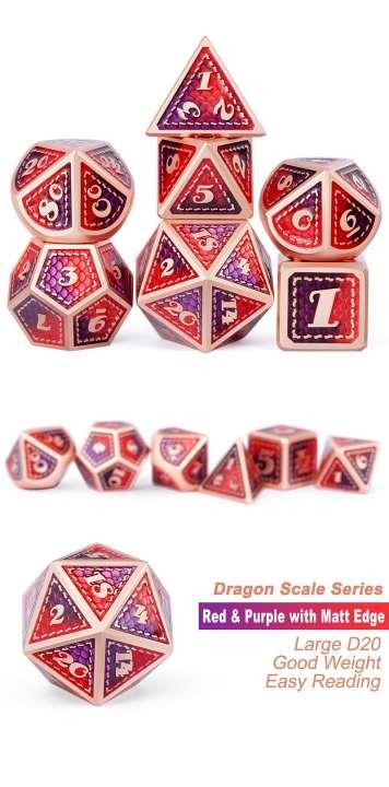 Metal & Enamel Dice Set (7) Scallop