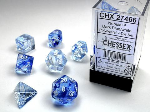 Nebula Dark Blue w/white Signature Polyhedral 7-Die Sets Nebula Dark Blue w/white Signature Polyhedral 7-Die Sets