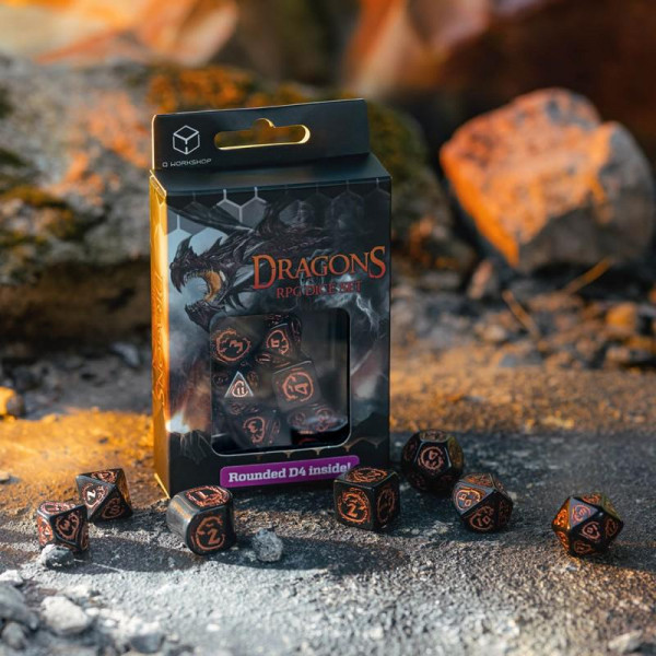 Dragons Modern Dice Set Black & copper