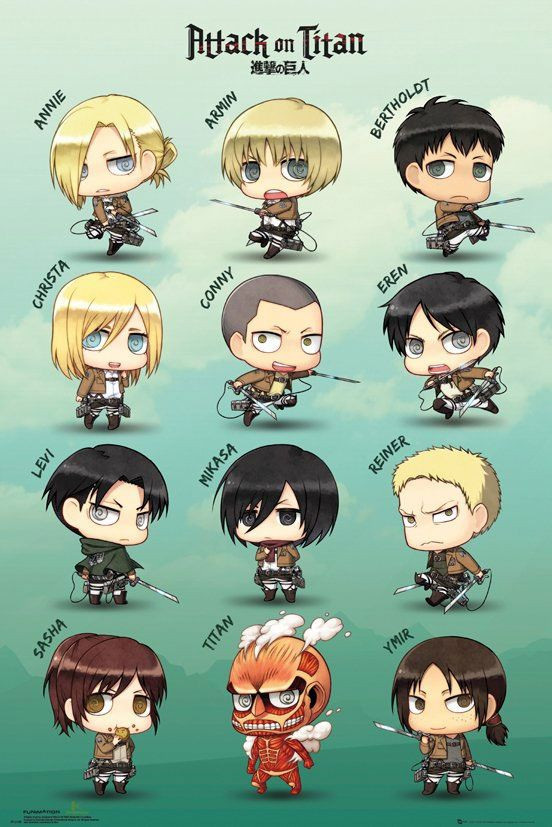Attack on Titan Poster Set Chibi Characters 61 x 91 cm Attack on Titan Poster Set Chibi Characters 61 x 91 cm