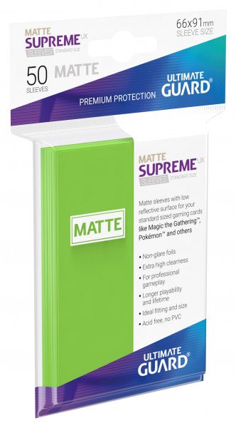 Supreme Sleeves Standard Size Slim Matt UX Light Green (50)