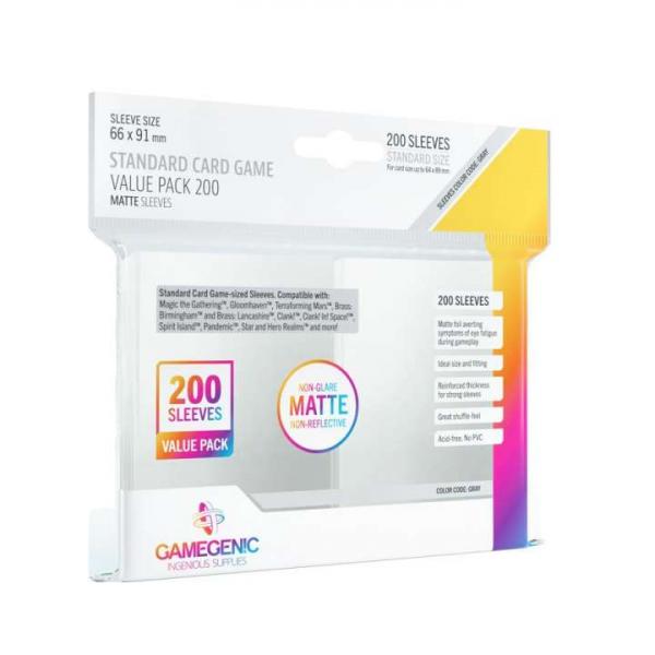 STANDARD CARD GAME VALUE PACK 200 MATTE SLEEVES - (Clear)