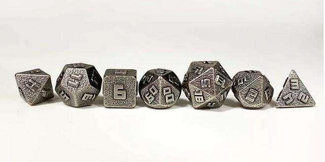 10MM Mini Metal RPG Dice Set- Ancient Silver