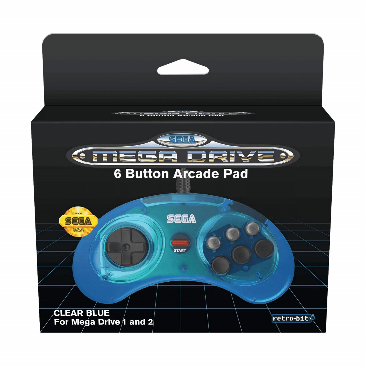 6 Button Arcade Pad - clear blue (OVOA) (Sega Mega Drive, gebraucht) **