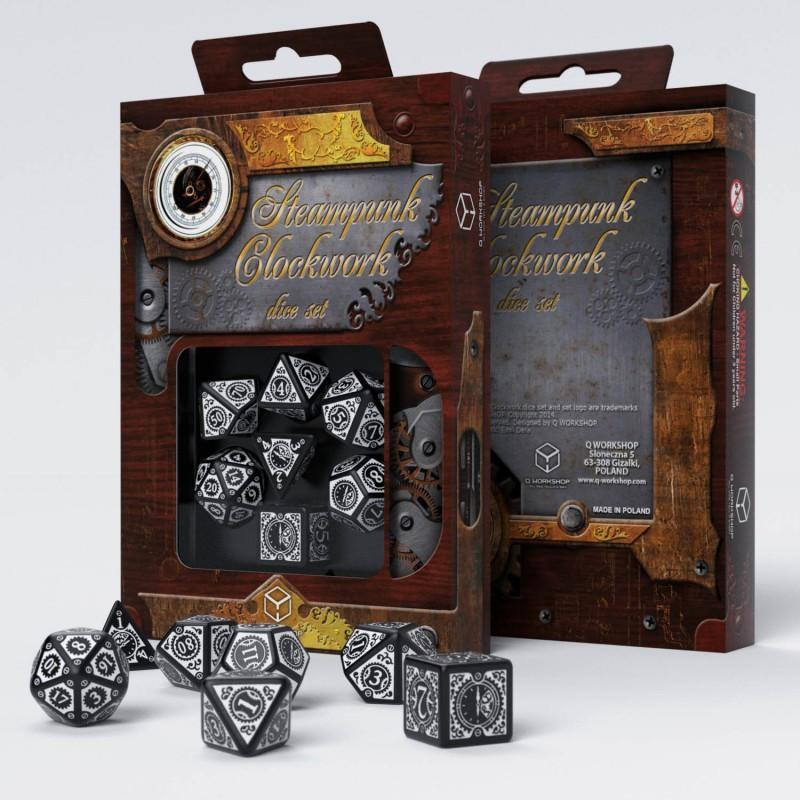 Steampunk Clockwork Black & white Dice Set (7) Steampunk Clockwork Black & white Dice Set (7)