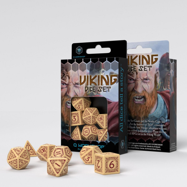 Viking Beige & burgundy Dice Set (7)