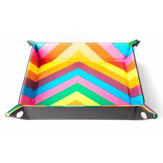 Velvet Folding Dice Tray 10x10 Rainbow with Leather Backing