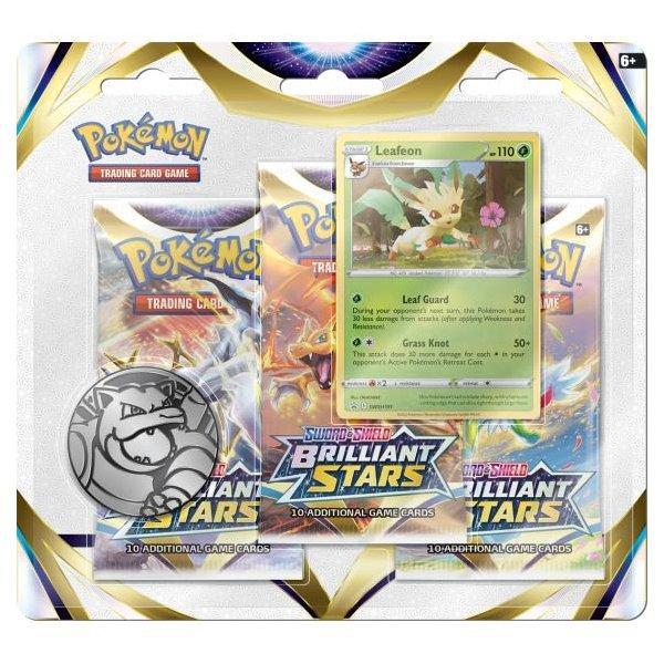 PKM Sword & Shield 9 Brilliant Stars 3-Booster Blister Leafeon EN