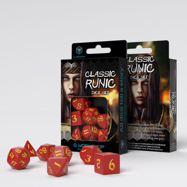 Classic Runic Red & yellow Dice Set (7)