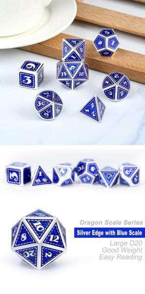 Metal & Enamel Dice Set (7) Lapis