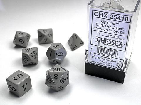 Grey w/black Opaque Polyhedral 7-Die Sets
