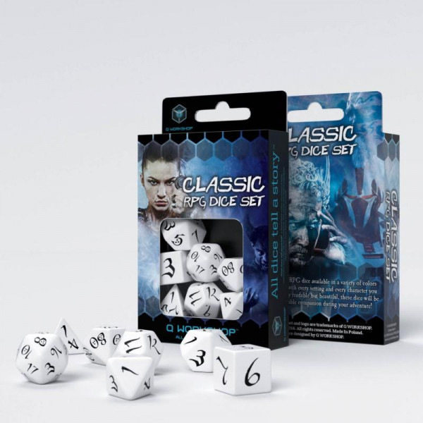 Classic RPG White & black Dice Set (7)