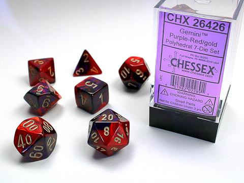 Purple-Red w/gold Gemini Polyhedral 7-Die Sets