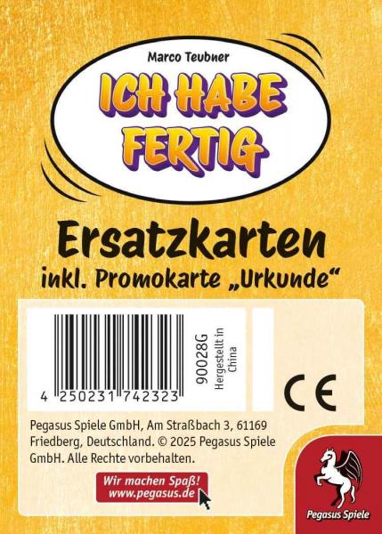 Ich habe fertig! - Ersatzkarten DE (inkl. Promo "Urkunde")